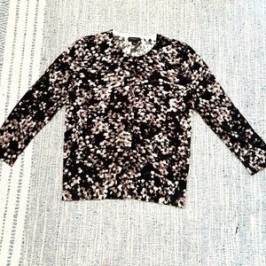 Ann Taylor Black White And Tan Floral Cardigan